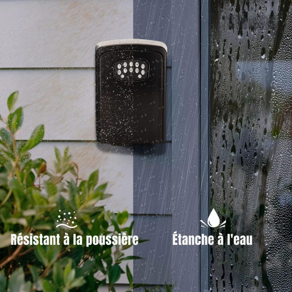 Boîte à clés étanche et résistante à la poussière, idéale pour une installation extérieure en toute sécurité.