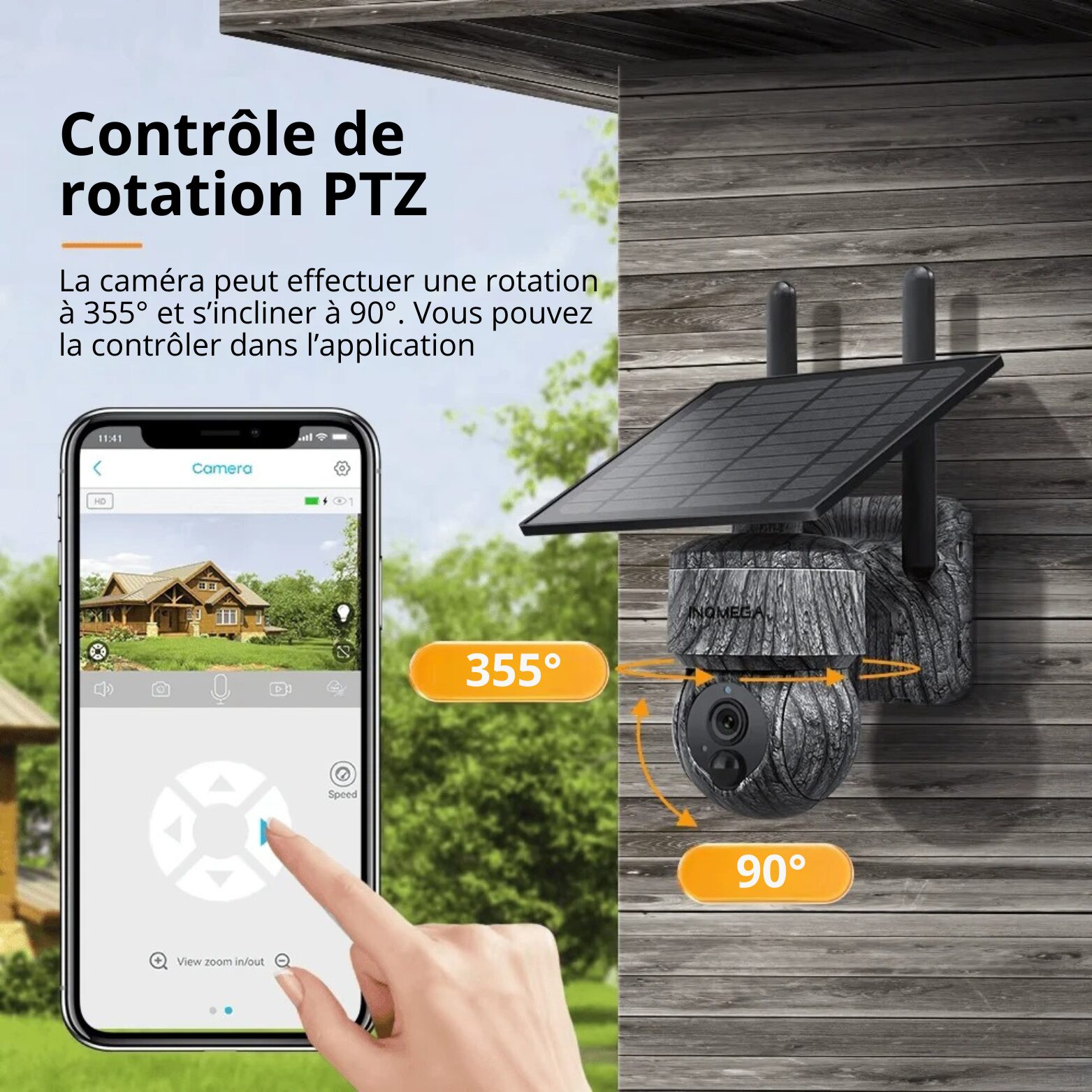 | SécuMax Caméra de Surveillance Extérieure INQMEGA 4MP Sans-Fil Wi-Fi/4G Solaire PTZ Camouflage – Image 3