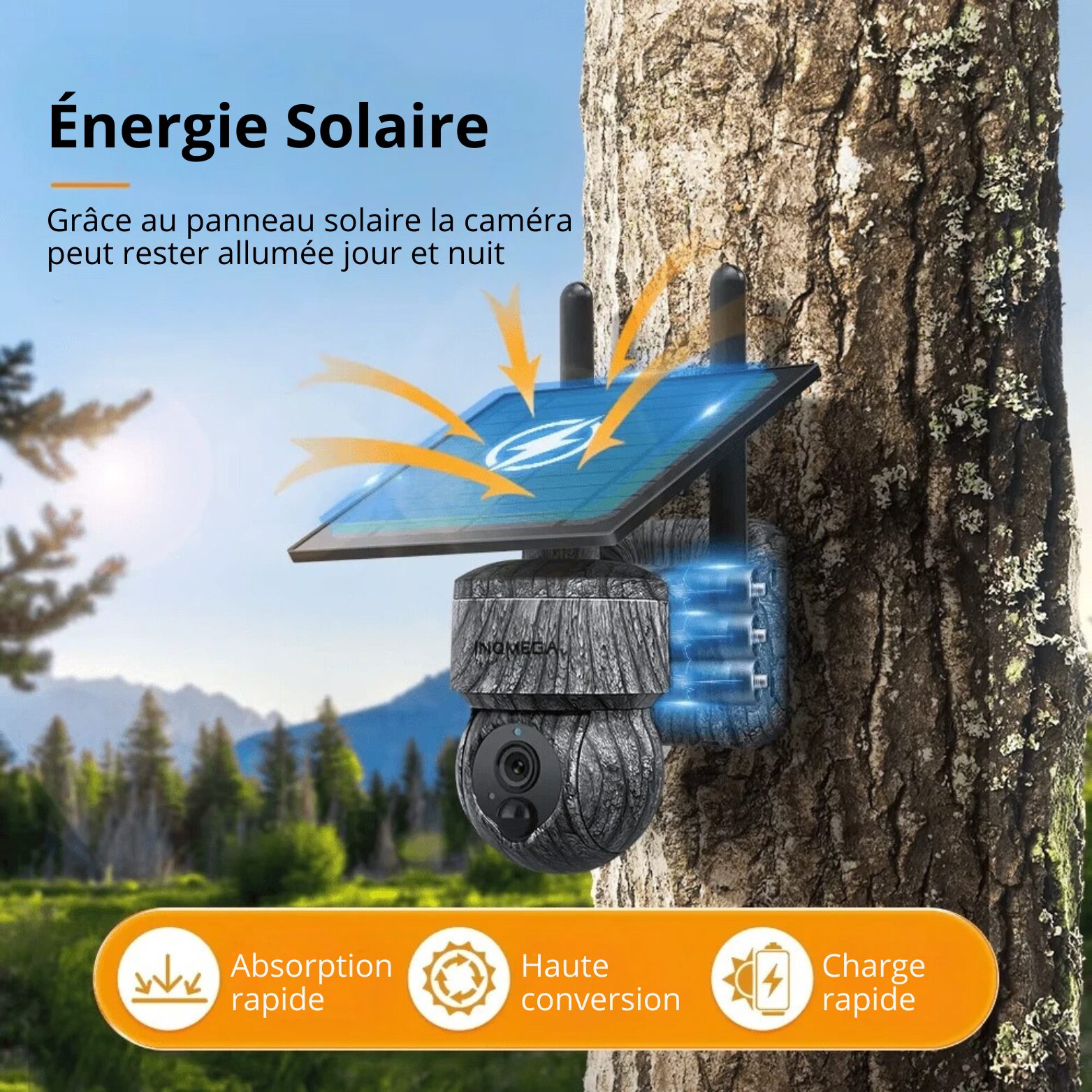 | SécuMax Caméra de Surveillance Extérieure INQMEGA 4MP Sans-Fil Wi-Fi/4G Solaire PTZ Camouflage – Image 4
