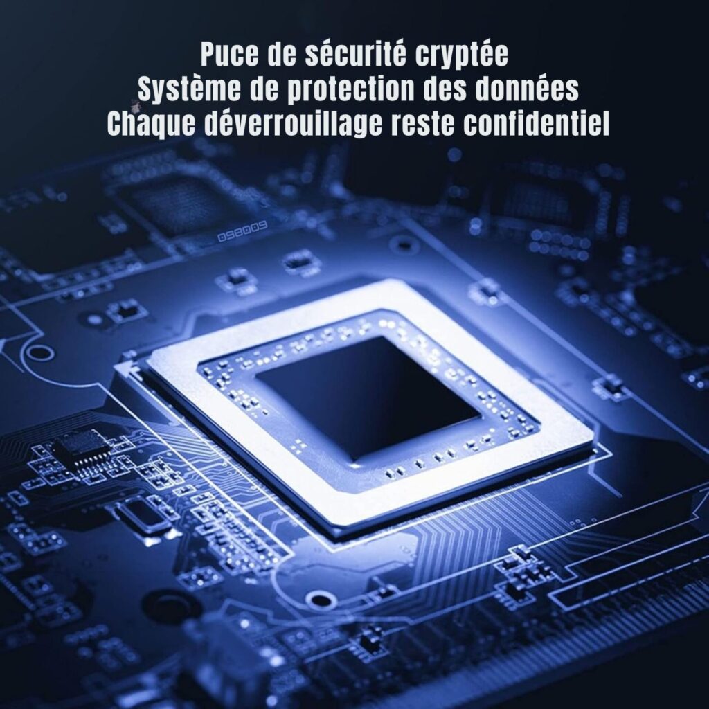 Puce de sécurité cryptée intégrée pour protéger les données et garantir la confidentialité de chaque déverrouillage.