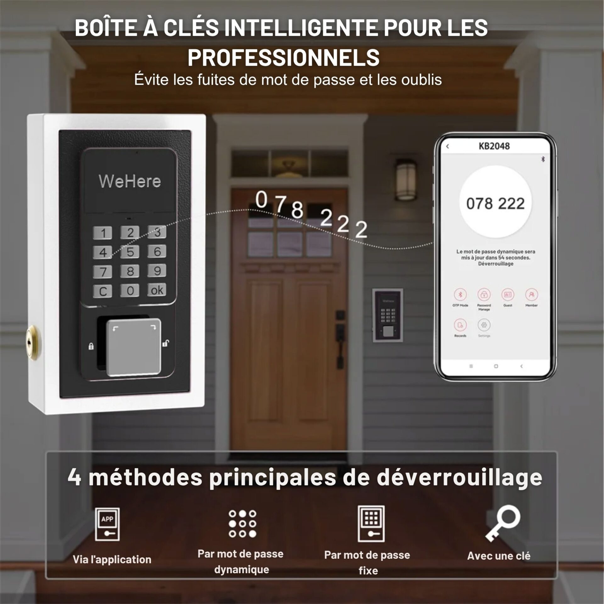 | SécuMax Boîte à clés avec ouverture par app, OTP, code ou clé
