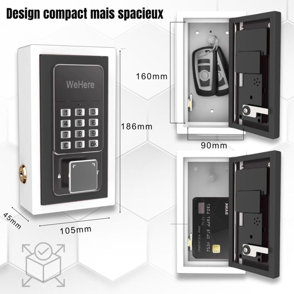 Boîte à clés compacte avec intérieur spacieux