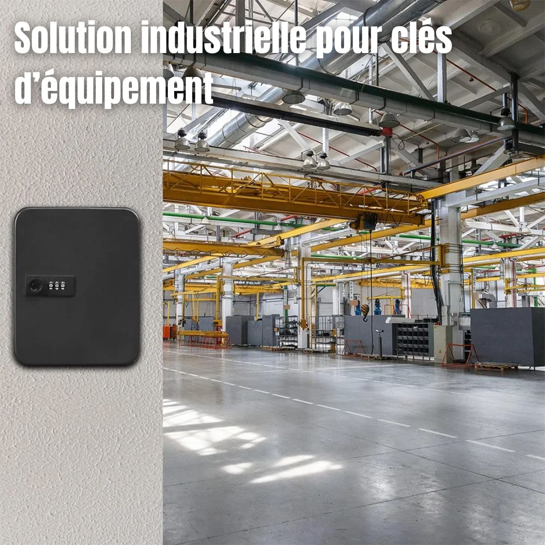 | SécuMax Boîte à clés murale fixée dans une usine industrielle