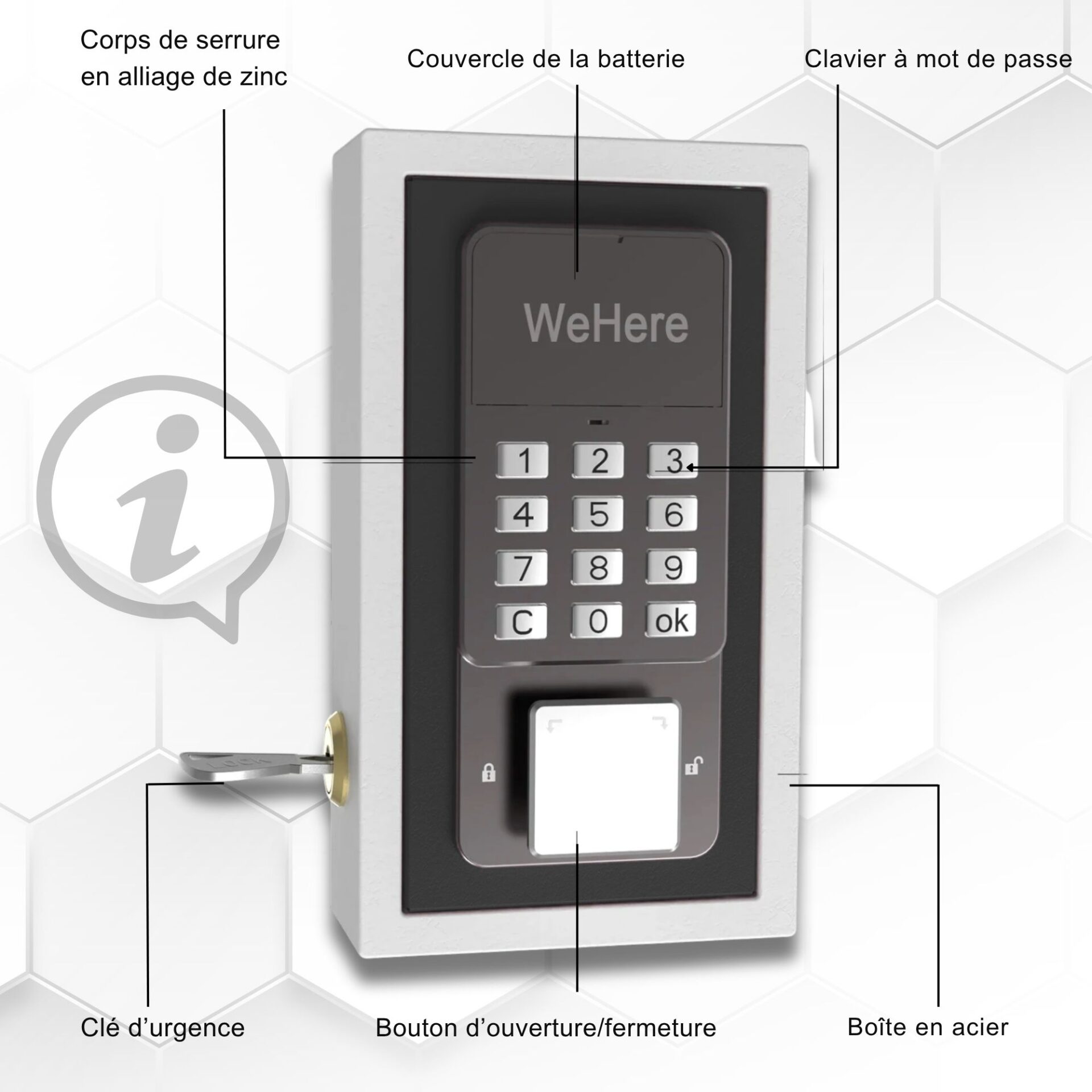 | SécuMax Boîte à clés en alliage de zinc avec serrure sécurisée