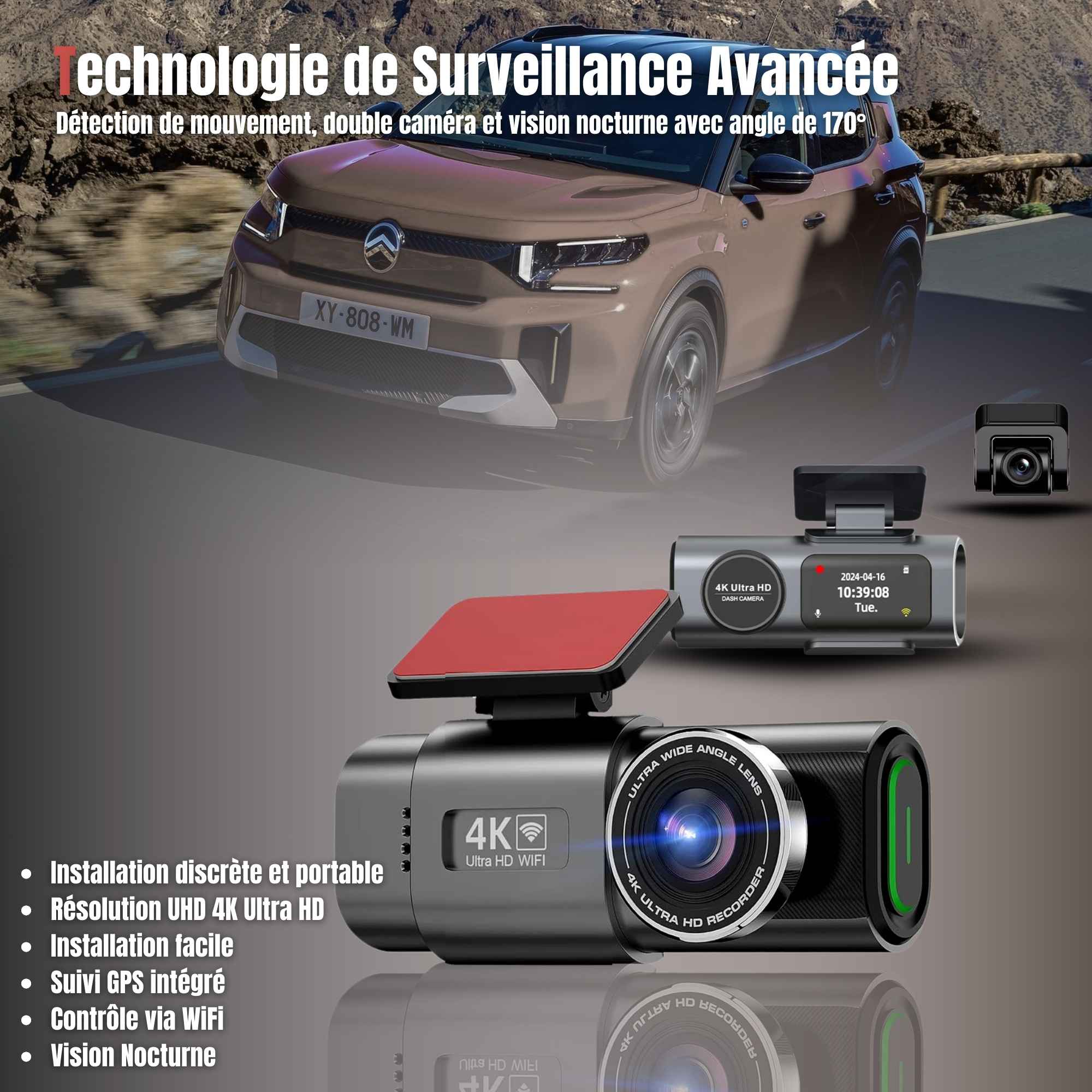 | SécuMax Caméra Voiture — Dash Cam 4K UHD avec GPS & WiFi – Image 2