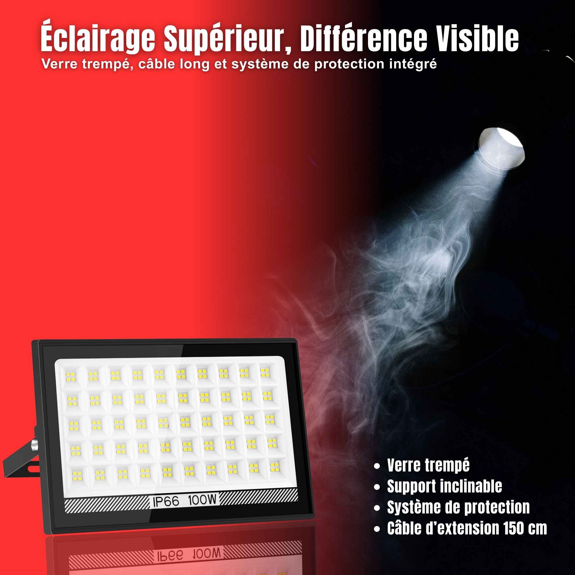 | SécuMax Projecteur LED — Floodlight Extérieur 30W/60W/100W IP66 avec Détecteur PIR – Image 6