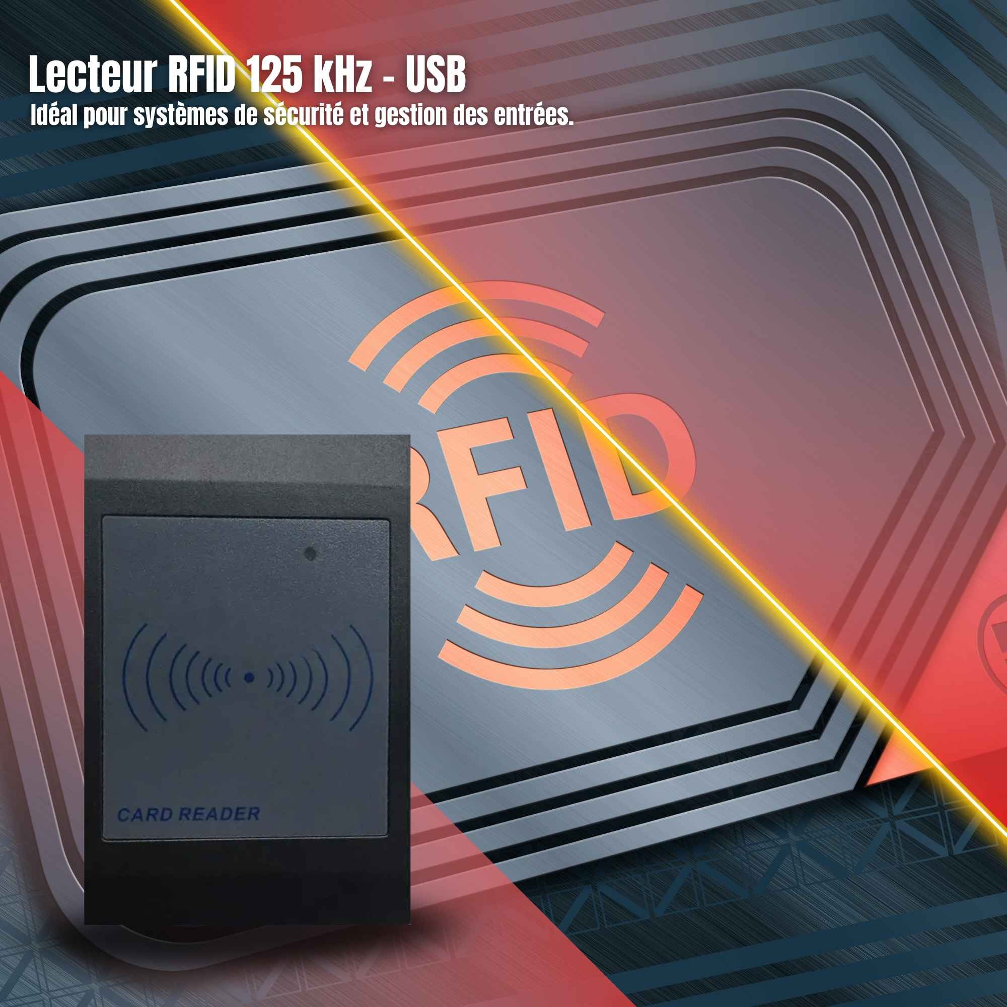 | SécuMax Lecteur RFID — Lecteur de Cartes 125kHz avec Formats Changeables & 5 Badges – Image 2