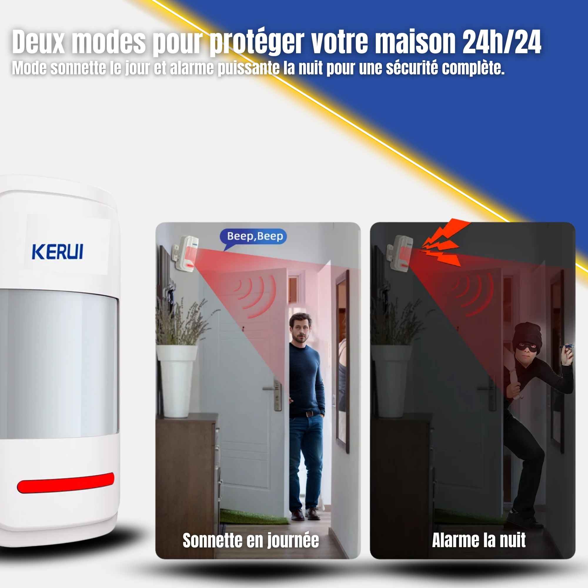 | SécuMax Capteur PIR — Détecteur Mouvement KERUI HW19 avec Alarme – Image 3